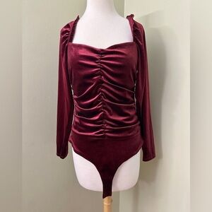 NWT SHINESTAR  BODYSUIT burgundy size L